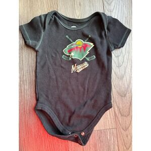 NHL Minnesota Wild Baby Bodysuit Black Short‎ Sleeve Romper 18M Hockey Fan Gear